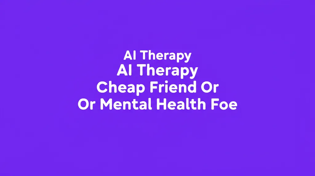 AI Therapy Cheap Friend Or Mental Health Foe